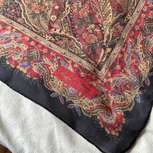 Vintage Ralph Lauren Floral Paisley Print Silk Chiffon Scarf